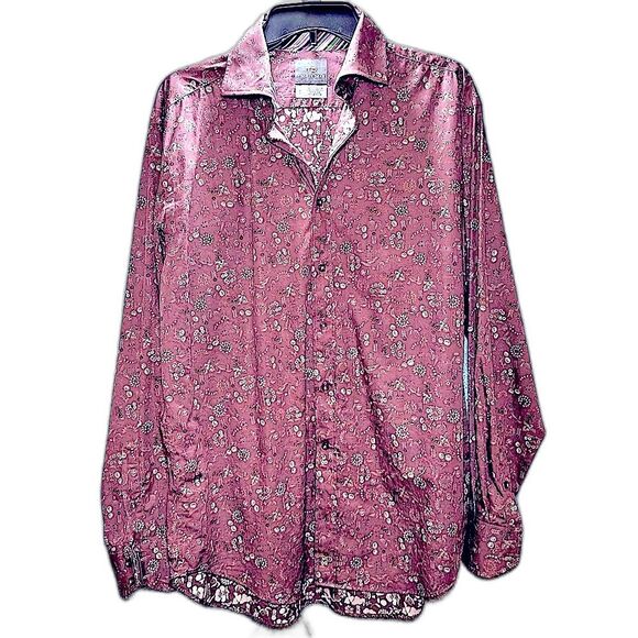 Thomas Dean Cotton Floral Men’s Button Down Shirt Sz L - Picture 1 of 6
